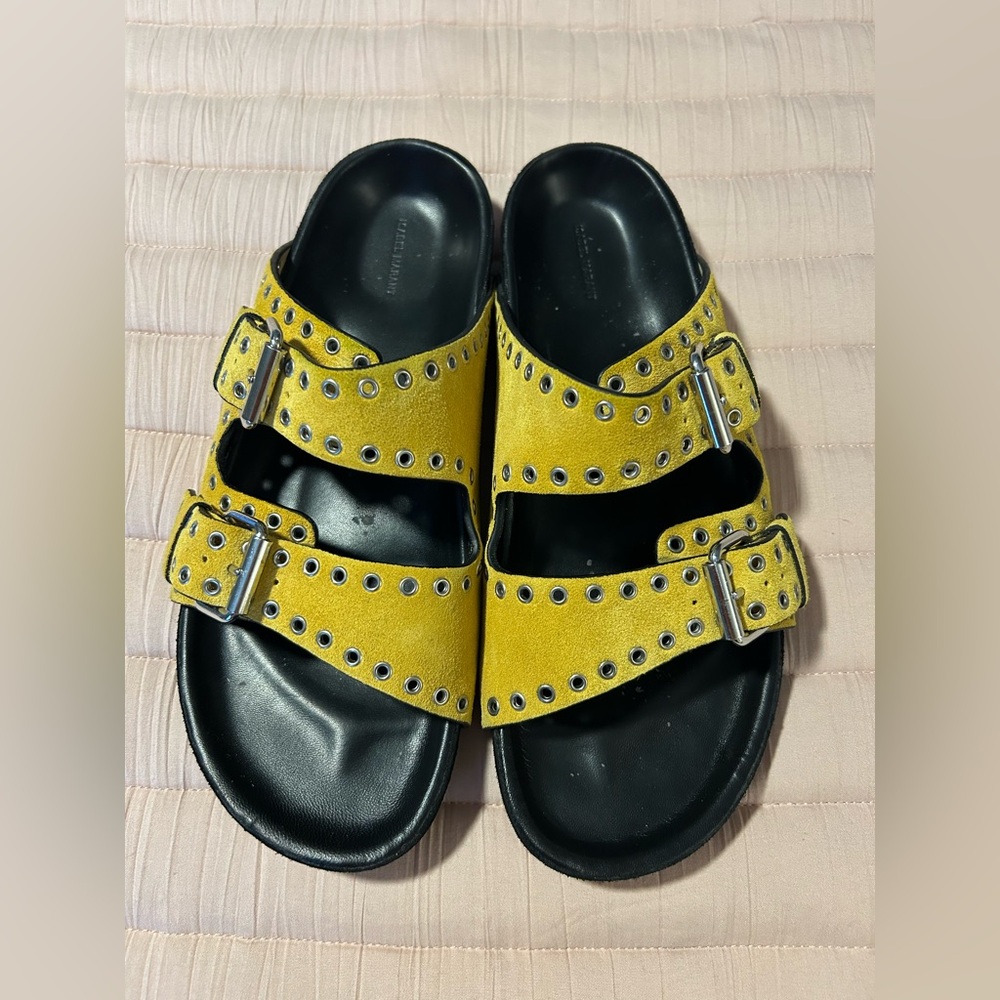 Isabel Marant LENNYO SANDALS yellow suede Size 40 - Picture 3 of 5